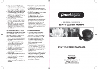 PondMAX Filtation Pump Manual